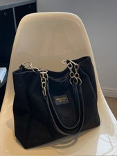 Womens Black Suede Handbag