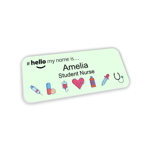 Hello name badge green - hello,
