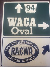 Vintage Highway Road Sign Advertising WACA Oval RAC W Australia Cricket Ground