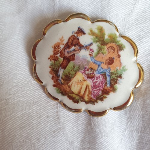 Vtg 80s limoges style brooch - vtg,