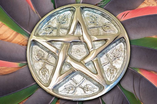 Pentacle leaf silver altar - silver,