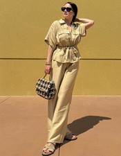 Zara Linen Blend Safari Shirt