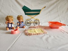 Carrie and Christopher Vintage Palitoy Pram, Dolls, 2 Pram Sets, Bath, Potty