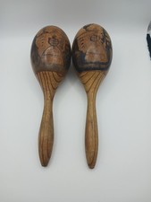 Pair Of Vintage Hand Painted Mexican Maracas