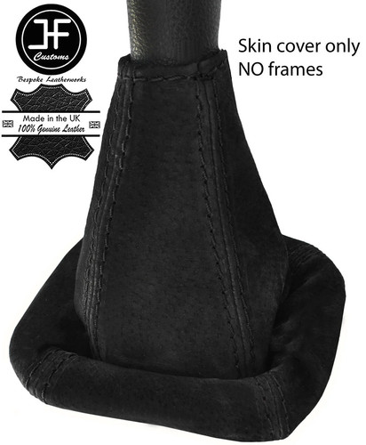 Black stitching real suede - black,