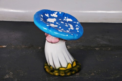Large blue mushroom stool - mushroom,