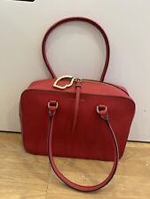Lulu Guinness Pre-loved Beautifully Made Red Textured Leather  Handbag