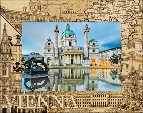 Vienna laser engraved wood - vienna,