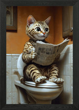 Cat reading newspaper on