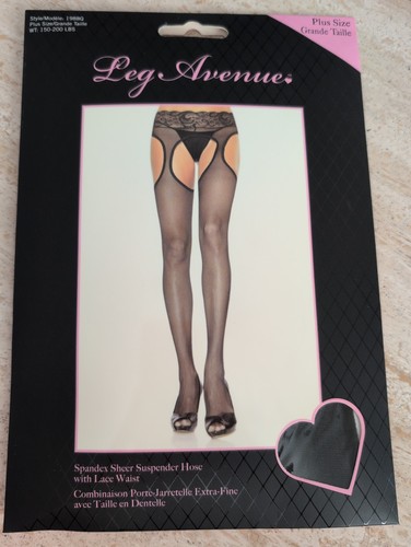 Black spandex sheer suspender - black,