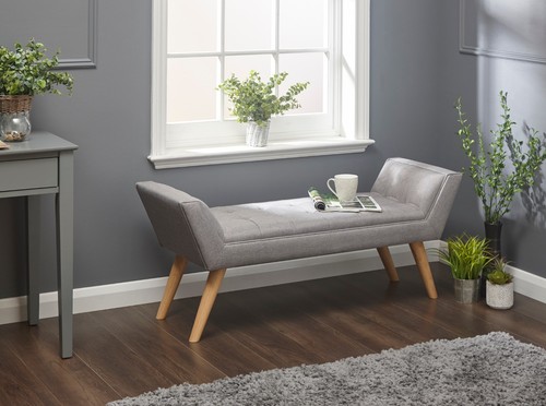 Grey window seat bench - window,