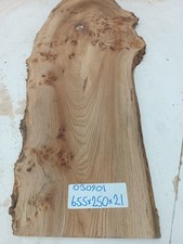 655x250x21mm Crusty Natural/Waney Edge Burr Elm  Hardwood Timber Plank 030901