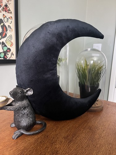 Velvet moon cushion black 35cm - cushion,