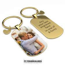 Personalised Keychain Custom Your Photo Engraved Keyring Your Text Wedding Gift
