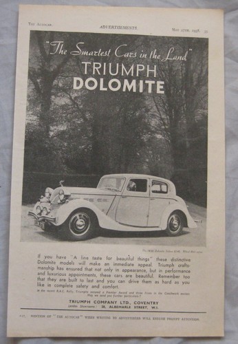 1938 triumph dolomite original - 1938,