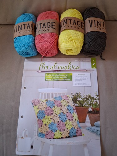 Crochet kit floral cushion - crochet,