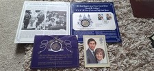 King Charles & Diana Rare Wedding 1 crown coin,stamps and folder FDC 