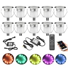 GEYUEYA Home RGB Decking Lights Kit, 30MM 12V 0.5W Bluetooth APP  (10 Packs)