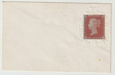 c.1850 UNUSED 1d IMPERF CAT. £600 ON FANCY EMBOSSED 'FREE' ENVELOPE - NEVER USED