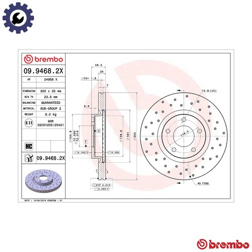 Brake disc 9468 2x for - brake, 09.9468.2x