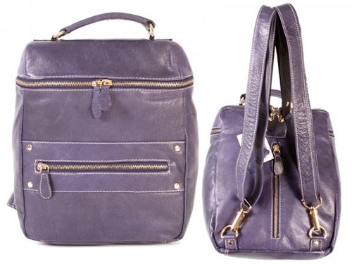 Purple leather backpack - leather,