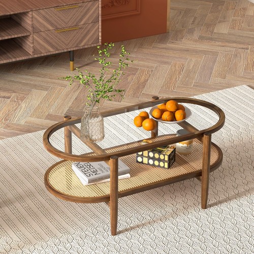 Tier center table wicker - 2-tier,
