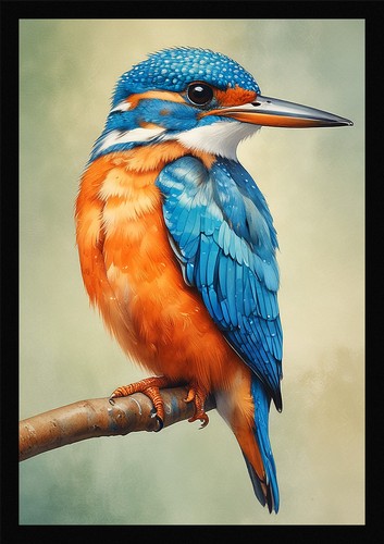 Modern kingfisher framed - modern,