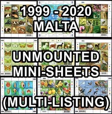 1999 - 2020 MALTA MINI-SHEET ISSUES {Multi-Listing} UNMOUNTED MINT