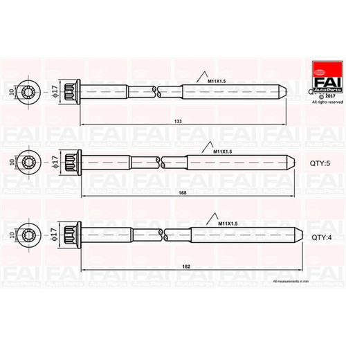 Fai cylinder head bolt - cylinder, m11