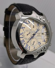 Vtg Stauer Guitar Automatic 21J Chrome Cased 43mm Triple Date 24hr Gents Watch 