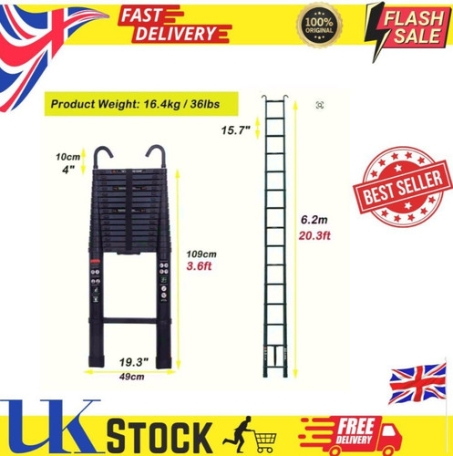 Telescopic folding ladder - 6.2m,