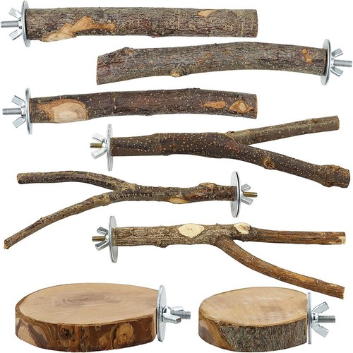8pcs bird cage branch - 8pcs, wood