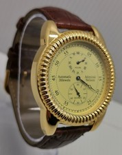 Vtg 2014 Stauer Admiral Nelson Automatic 20 Jewels Gold Tone 43mm Gents Watch 
