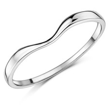 9ct White Gold Shaped Curved Wishbone Ladies Wedding Engagement Ring 1.7mm Band