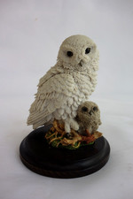 Country Artists Snowy Owl & Chick Resin Figure – 9.5cm High – Good Cond