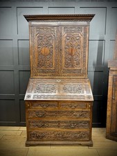 Antique Carved Oak Bureau