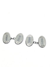 Vintage silver tone oval - tone, chain