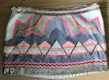 RARE NEW ALL SAINTS CHAN AZTEC SEQUIN MINI SKIRT UK 12 BOHO FESTIVAL
