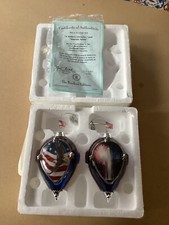 BRADFORD EDITIONS FOURTH ISSUE GOD BLESS AMERICA LIQUID FILLED 2 GLASS ORNAMENT