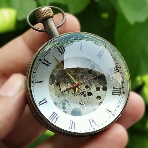 Antique brass desk clock ball - brass,