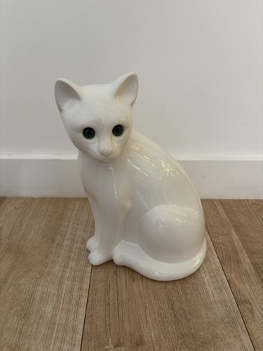 Vintage white porcelain cat - porcelain,