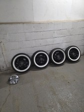 Vw Type 3/Beetle 4x130 Steel Wheels and Tyres Set of 4 With White Wall Inserts
