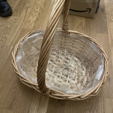 Lined Oblong Weaved Basket With Handle