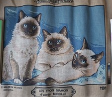 Vintage Margot Tapestry Les Trois Siamois (3 Siamese Cats) Unused -Tapestry Only