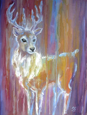 Reindeer Abstract Original Oil