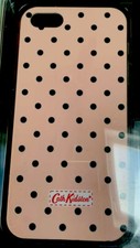 Cath Kidston Apple IPhone 5/5S Pink/Nude & Black Polka Dot Back Case/Cover. NEW.