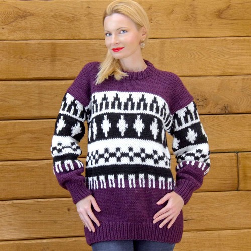 Purple hand knit - , norwegian