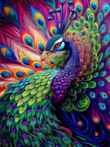 Colourful peacock stamped - peacock,