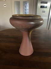 Vintage Japanese Brown Pedestal Stoneware Flower Vase Suiban Ikebana