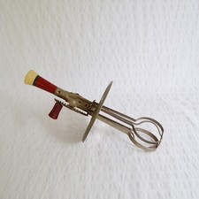 Vintage Antique Hand Whisk Egg Beater Red Stripe Wooden Handle
